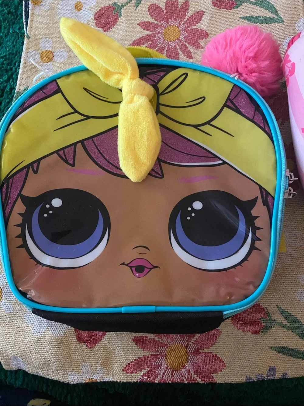 Pink Striped Kids Carry Bag with Bow Print - Cute Travel Tote and Lol doll lunch
